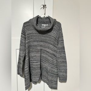 Cowl neck long asymmetrical sweater